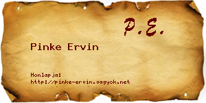 Pinke Ervin névjegykártya